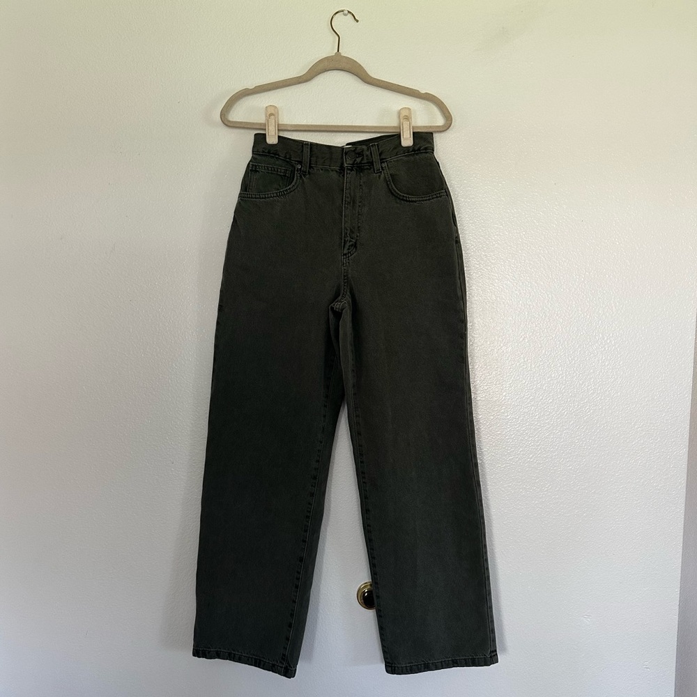Green cotton on jeans